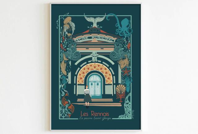 "Poster ""The Saint-Georges Swimming Pool/Les Rennais" - image 1