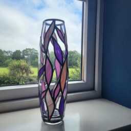 Colourful Stained Glass Vase. Suncatcher Handmade. Decor, Decorative Pink & Purple. Unique Gift. Decor - thumbnail 3