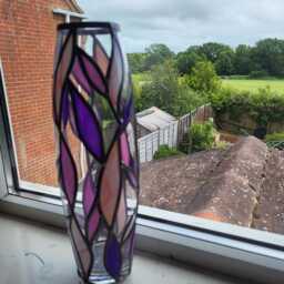 Colourful Stained Glass Vase. Suncatcher Handmade. Decor, Decorative Pink & Purple. Unique Gift. Decor - thumbnail 4