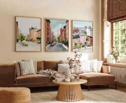Set Of 3 Hoboken New Jersey Posters, Vintage Travel Prints, Usa City Wall Art, Hudson River Decor, Nyc Skyline Poster - thumbnail 1