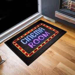 Cinema Movie Room Door Mat - Neon Lights Style Retro Home Theatre Decor Accessories - thumbnail 3