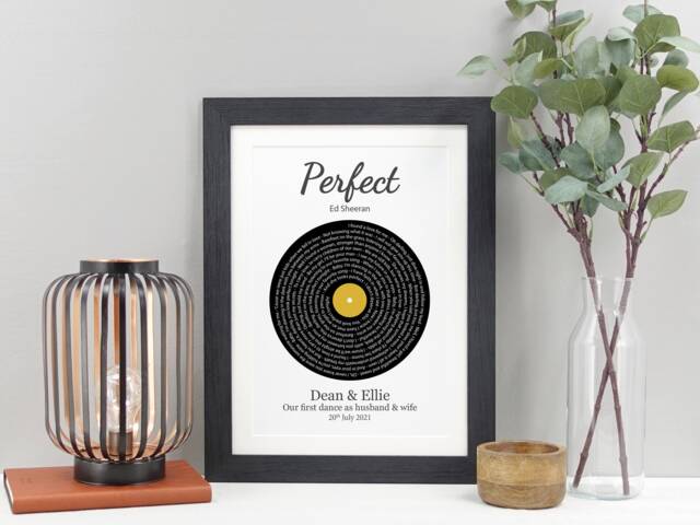 Personalised Vinyl Record Song Lyrics Print - First Dance Gift Custom Music Artwork Wedding Anniversary Keepsake Valentine Gift Va098 - image 1