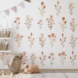 Watercolor Flower Wall Decals Boho Nursery Decor, Reusable Stickers - thumbnail 1