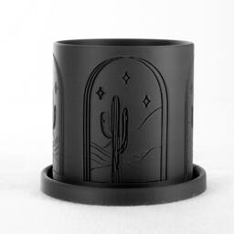Modern 3D Printed Planter Set Sun, Moon, Cactus Design, Multiple Sizes & Color Options - thumbnail 4