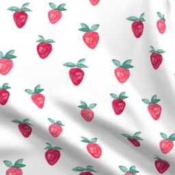 Strawberry Sheets - Watercolor Strawberries By Littlearrowdesign Whimsical Fruit Trendy Cotton Sateen Sheet Set Bedding Spoonflower - thumbnail 4