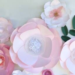 Pink & White Flower Wall Kid Room Decor, Large 3D Party Oversized Paper Flowers Art Display Above Dresser Artwork - thumbnail 4