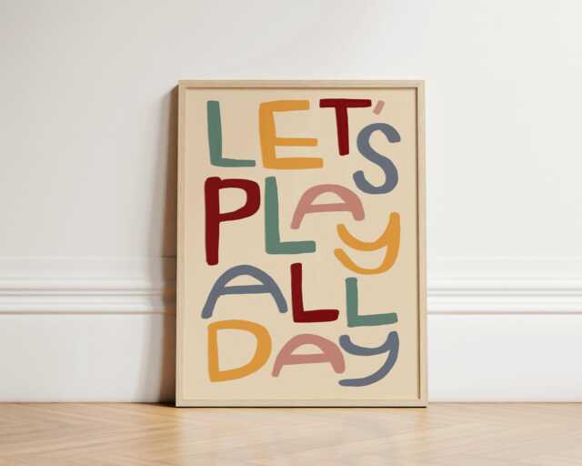 Let's Play Print, Nursery Kids Bedroom Art, Illustration Wall Boho Decor, Room, Unframed - image 1