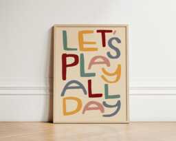 Let's Play Print, Nursery Kids Bedroom Art, Illustration Wall Boho Decor, Room, Unframed - thumbnail 1