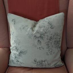 Pale Grey Floral Cotton Cushion Cover - Design With Neutral Linen Background Vintage, Floral, Pillowcase, Handmade Sofa Cushions - thumbnail 2
