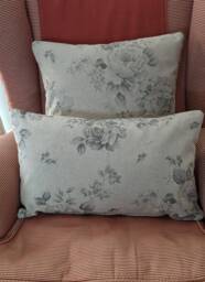 Pale Grey Floral Cotton Cushion Cover - Design With Neutral Linen Background Vintage, Floral, Pillowcase, Handmade Sofa Cushions - thumbnail 1