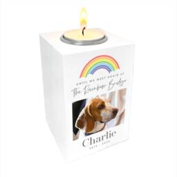 Personalised Pet Memorial White Tea Light Holder - Rainbow Bridge Photo Keepsake - thumbnail 4