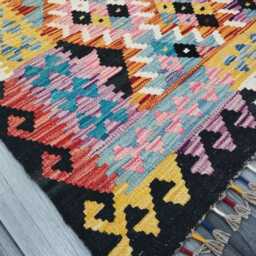 Multicolour Rug, Handmade Artisan Afghan Turkish Scandinavian Navajo Bohemian Flatweave Wool Kilim 149x101 cm - thumbnail 2