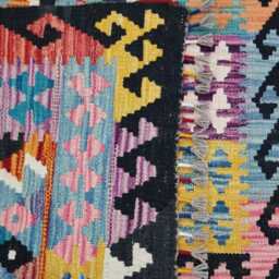 Multicolour Rug, Handmade Artisan Afghan Turkish Scandinavian Navajo Bohemian Flatweave Wool Kilim 149x101 cm - thumbnail 3