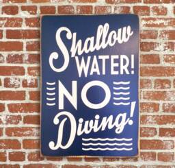 Shallow Water No Diving Distressed Wood Sign - thumbnail 1