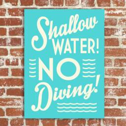 Shallow Water No Diving Distressed Wood Sign - thumbnail 2