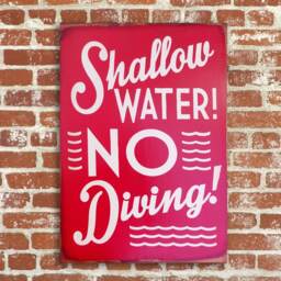 Shallow Water No Diving Distressed Wood Sign - thumbnail 3