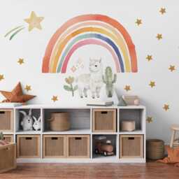 Llama Wall Decals Rainbow Nursery Decor Alpaca Stickers Boho Neutral Peel Stick - thumbnail 3