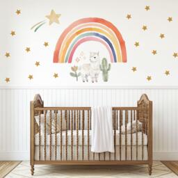 Llama Wall Decals Rainbow Nursery Decor Alpaca Stickers Boho Neutral Peel Stick - thumbnail 1