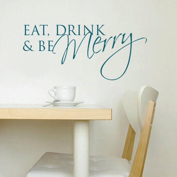 Eat Drink & Be Merry Wall Sticker Quote Mural Decal Lettering Vinyl - image 1