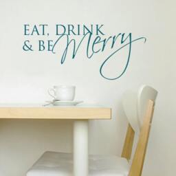 Eat Drink & Be Merry Wall Sticker Quote Mural Decal Lettering Vinyl - thumbnail 1