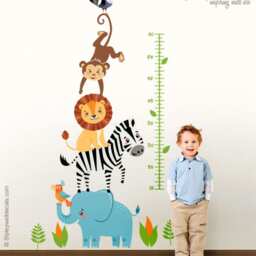 Jungle Animals Wall Decal, Growth Chart, Safari Chart Sticker, Lion Elephant Monkey Zebra Kids Room Decor - thumbnail 3