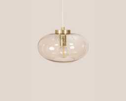 Anita Vintage Pendant Light Mcm Hanging Handcrafted Glass Lamp Retro Ceiling Fixture Yugoslavia Gold Brass - thumbnail 1