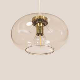Anita Vintage Pendant Light Mcm Hanging Handcrafted Glass Lamp Retro Ceiling Fixture Yugoslavia Gold Brass - thumbnail 3