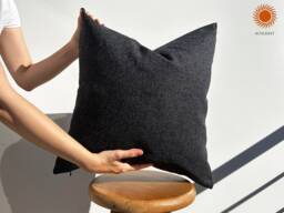 Charcoal Linen Pillow Cover Black Euro Sham, Lumbar Cushion - All Duties Paid Usa
