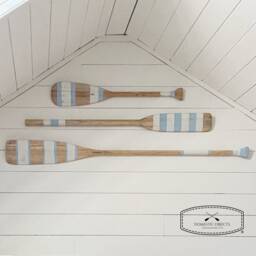 Hand-Painted Coastal Blue Oar Paddle Beach House Wall Art - thumbnail 2