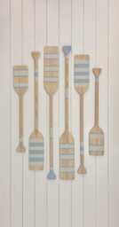 Hand-Painted Coastal Blue Oar Paddle Beach House Wall Art - thumbnail 1