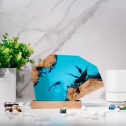 Night Light Scuba Diver Ocean, Whale Shark Lamp Resin, Epoxy Resin Wood, Custom Lamp, Blue Ocean