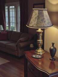 Handmade Dark Bronze Paisley Fabric Tapered Drum Lampshade Handcrafted in The United Kingdom