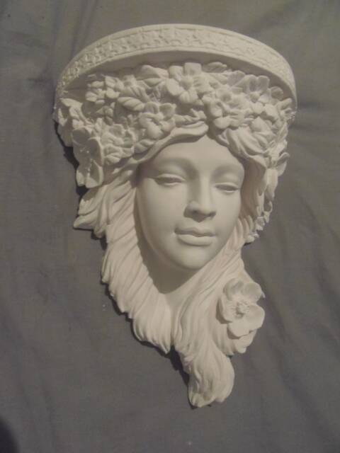 A Pair Of Beautiful Lady Plaster Corbels in Fine Detail , 23cm High 18 1/2cm Wide 9cm Deep - image 1