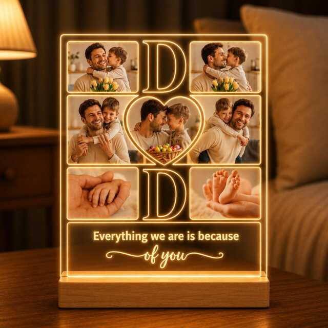 Custom Photo Dad Led Night Light, Father's Day Gift From Kids, New Gift, Best Ever, Unique For - image 1