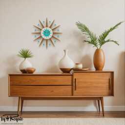 Teak Starburst Clock Mid Century Modern Wall Decor, 19 - thumbnail 2