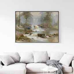 Forest Waterfall Poster, Green Landscape Print, Nature Wall Art, Paper - thumbnail 3