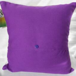 Handmade Halloween Bat Pillow, Purple Tartan Wool Cushion, Scottish Gift - thumbnail 3