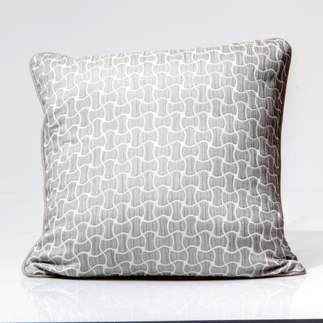 Gray Silk Throw Pillow, Geometric Accent, Reversible Cover - 20x20 - image 1