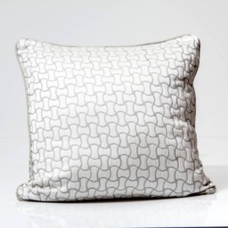 Gray Silk Throw Pillow, Geometric Accent, Reversible Cover - 20x20 - thumbnail 2