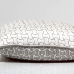 Gray Silk Throw Pillow, Geometric Accent, Reversible Cover - 20x20 - thumbnail 4