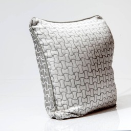 Gray Silk Throw Pillow, Geometric Accent, Reversible Cover - 20x20 - thumbnail 3