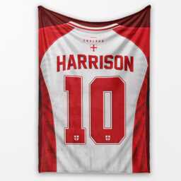 Personalised Name England Jersey Blanket Football Fan Supporter Three Lions Sport Bedroom Decor Custom T Shirt Number Match Day Gift - thumbnail 1