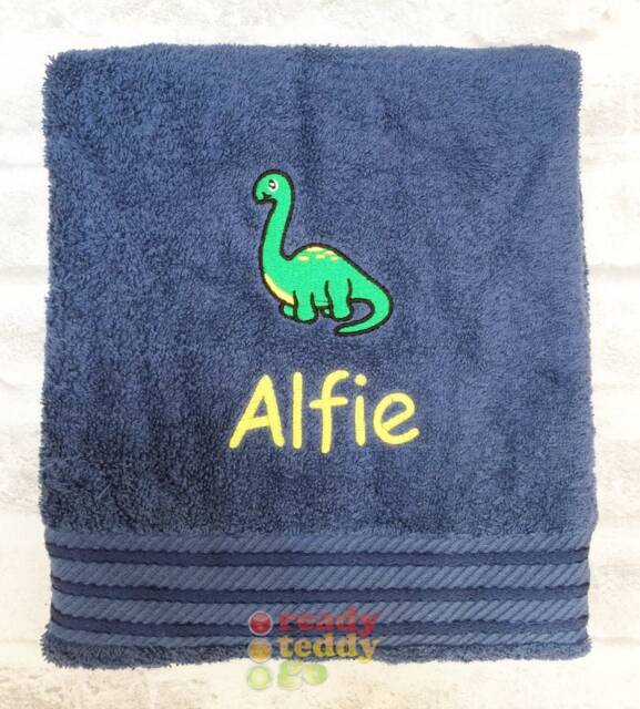 Personalised Swimming/Bath Towel Sheet Dinosaur Embroidered Unisex Boys Girls Children's Kids With Any Name 500Gsm - image 1