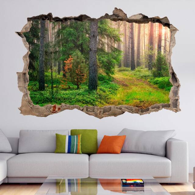 Green Forest Sunrise Nature Wall Decal Sticker Mural Poster Print Art Home Office Decor Hk32 - image 1