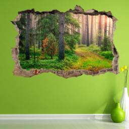 Green Forest Sunrise Nature Wall Decal Sticker Mural Poster Print Art Home Office Decor Hk32 - thumbnail 2