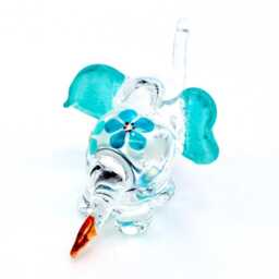 Hand Blown Glass Miniature Elephant Little Animal Transparent Blue Flower Figurine Statue Decoration Collectible Small Craft Painted Figure - thumbnail 3