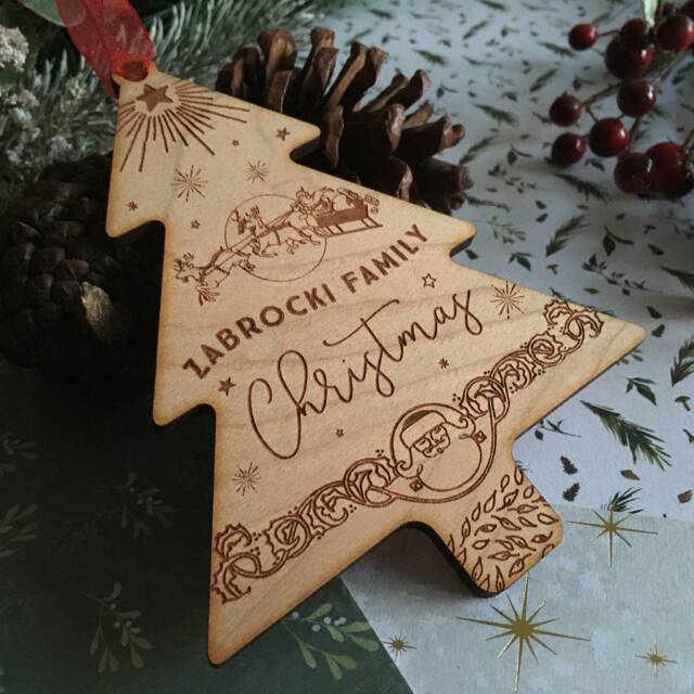 Personalised Santa Claus Wooden Christmas Tree Decoration Family Gift - image 1