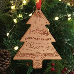 Personalised Santa Claus Wooden Christmas Tree Decoration Family Gift - thumbnail 2