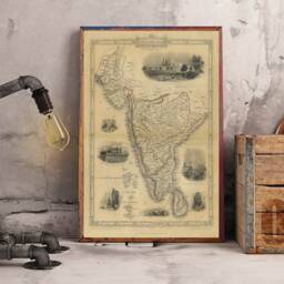 Old Map Of India 1851 Southern India Indian Wall Decor Bombay Madras Decorative World Style Housewarming Gift Art - thumbnail 4