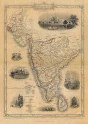 Old Map Of India 1851 Southern India Indian Wall Decor Bombay Madras Decorative World Style Housewarming Gift Art - thumbnail 1